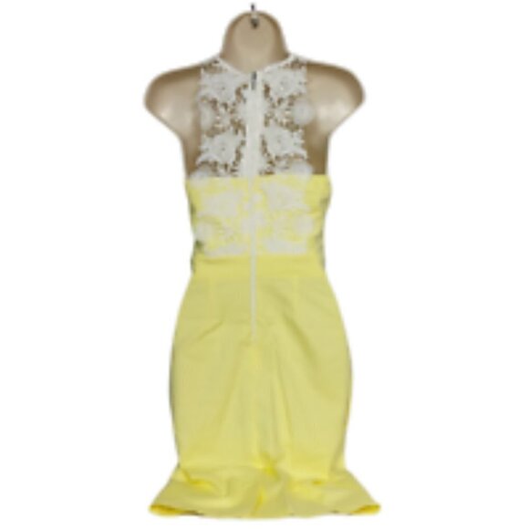 London Dress Company Yellow White Floral Sheath Dress Size 2 - Picture 2 of 6
